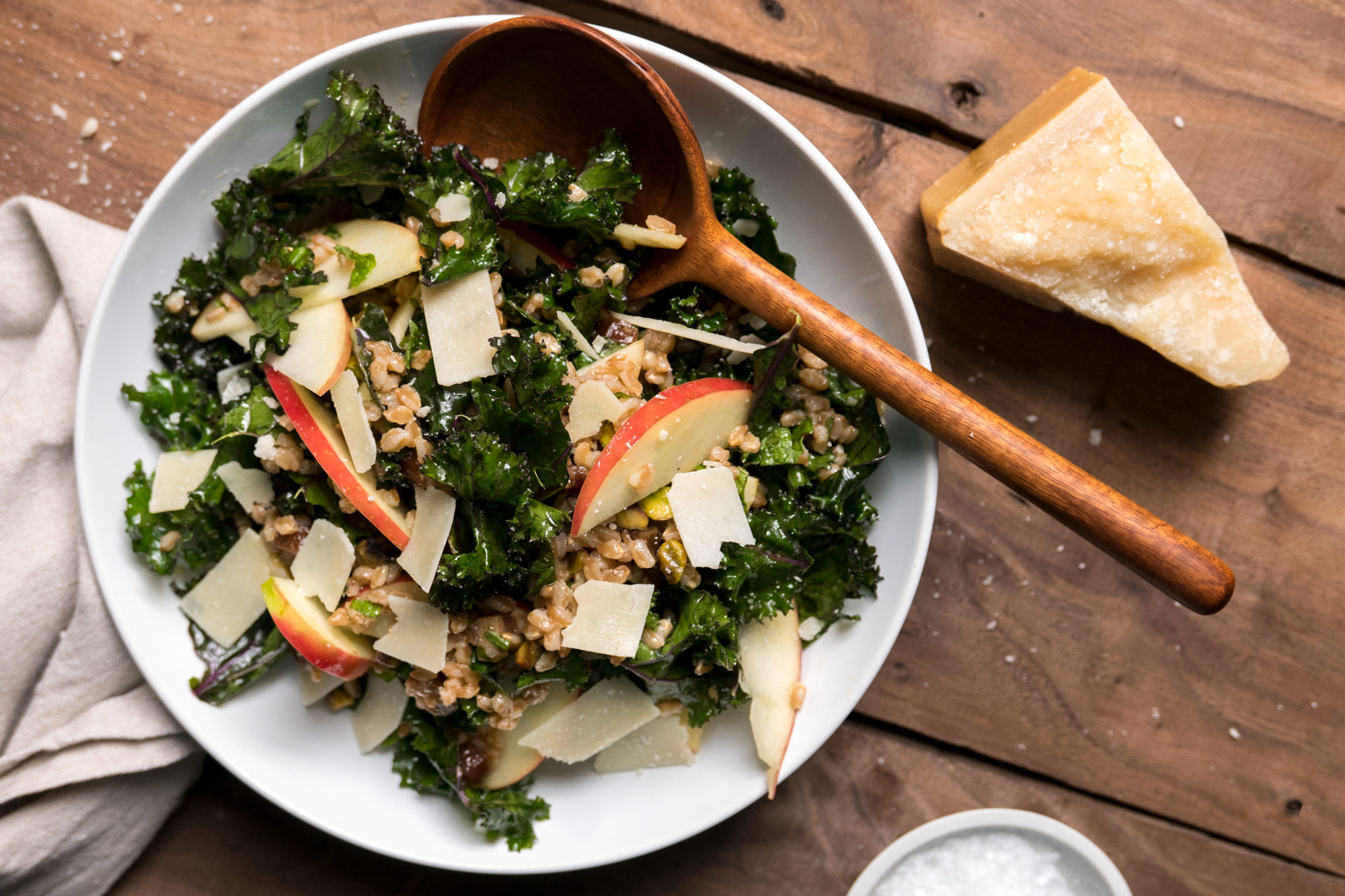 Kale Salad with Farro, Apple & Dates
